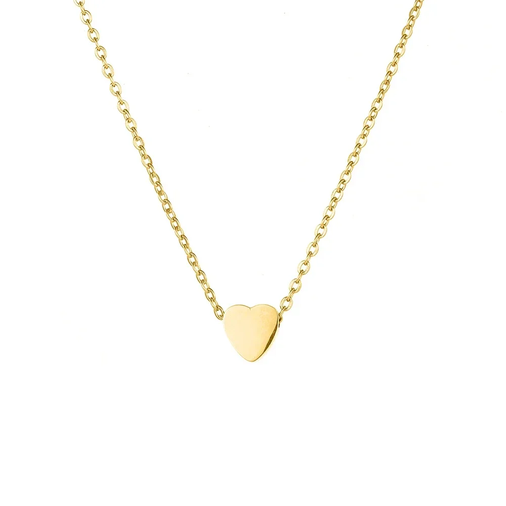 Exquisite Gold Color Stainless Steel Chocker Necklace with Heart Tiny Pendant for Women Bohemian Jewelry for Girls Birthday Gift
