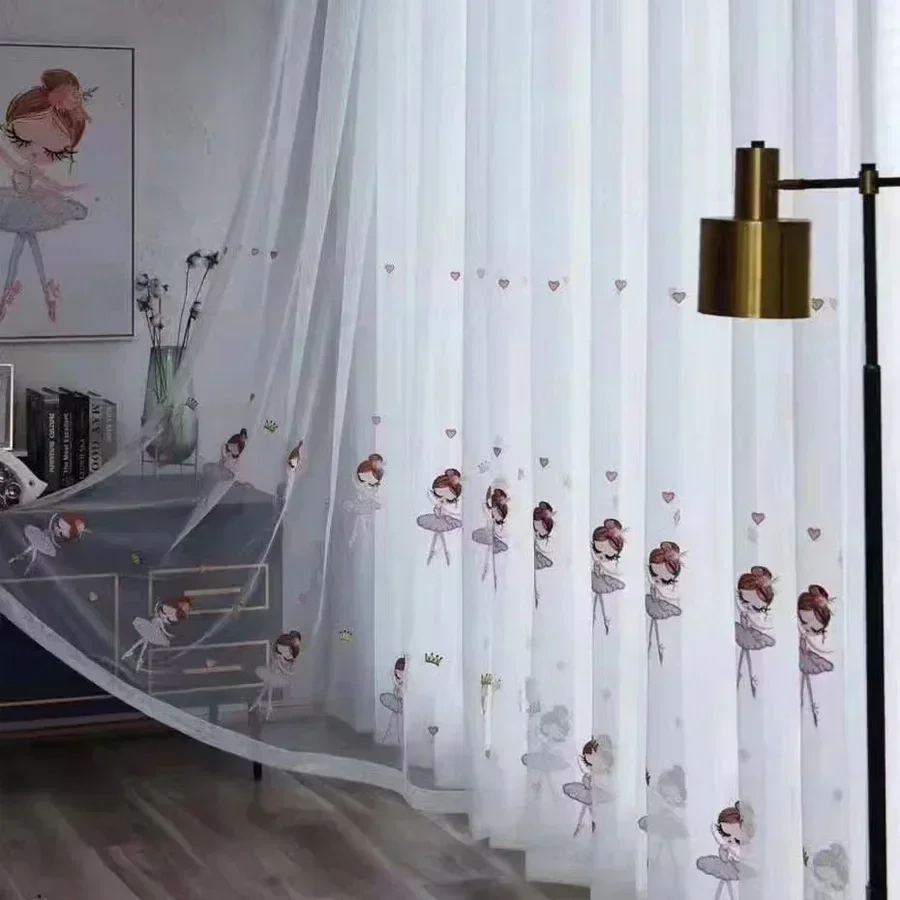 نافذة شاشة الرقص فتاة الحديثة 2025 جديد 1 قطعة ستارة مطرزة غرفة الشاش الستار بوتيك فتاة غرفة نوم التطريز