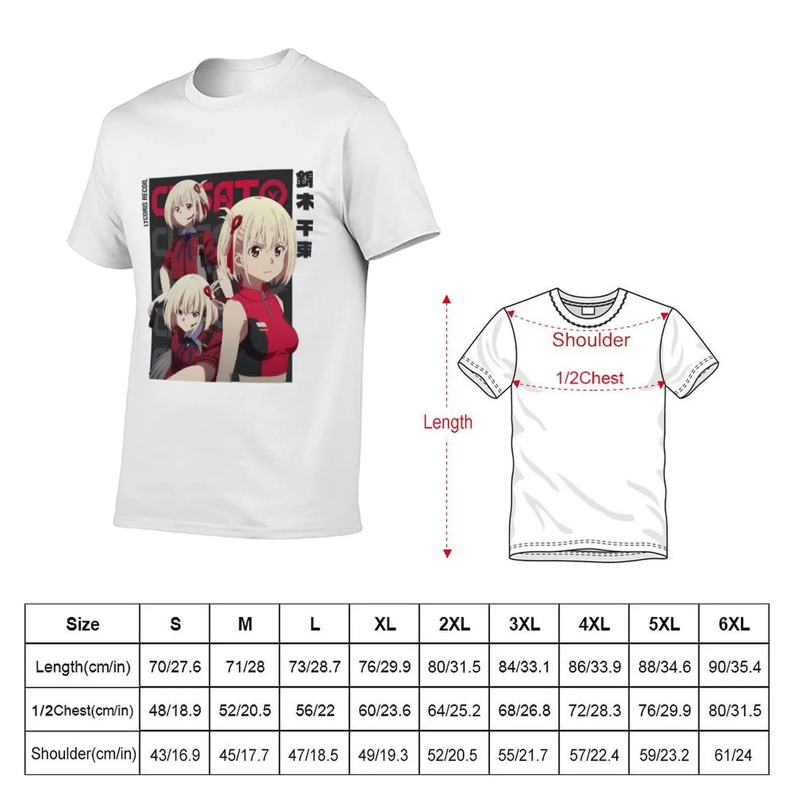 Chisato Nishikigi Lycoris Recoil T-Shirt designer shirts korean fashion plus size men clothing
