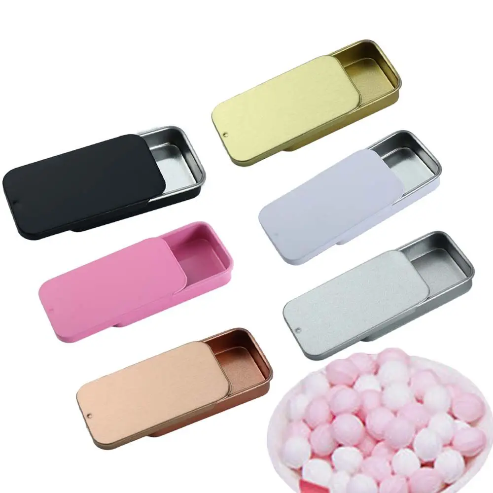 

Size Empty Tins Candy Case Solid Storage Box Mini Iron Box Tinplate Push Case Mini Eyebrow Soap Box Home Organizer