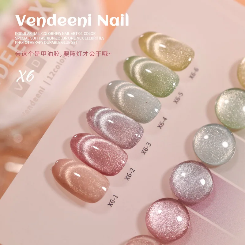 VENDEENI 12 Farben Macaron Cat Eye Nagelgel-Set Nagelstudio 2024 Neuer heißer Verkauf Ungiftiges UV-Gel Mode Nail Art Kit Großhandel