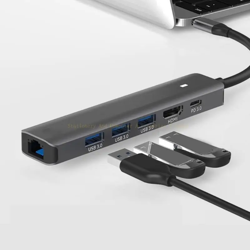

HDMI-совместимая 6-в-1 типа C USB3.0 HUB HDMI-совместимая док-станция PD LAN