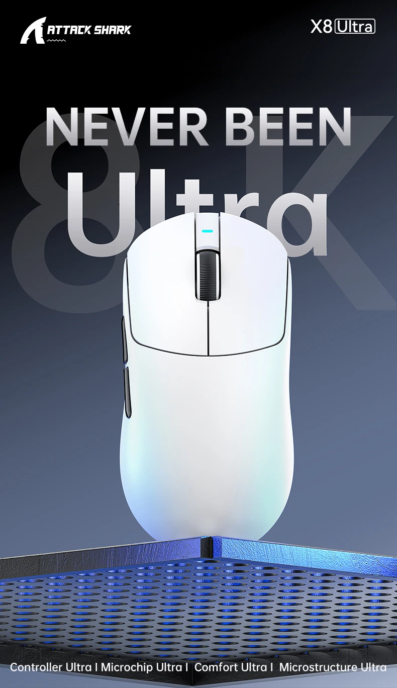 

Wireless 8K X8Ultra Attack Shark Gaming Mouse Bluetooth Wireless Connection,PAW3950MAX Sensor,42000DPI,Designed for Gaming