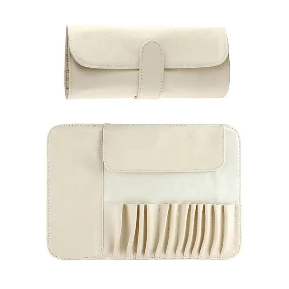 Portable 12/18 Hole Makeup Brush Bag Functional PU Cosmetics Case Lightweight Rolling Pouch Travel Organizer