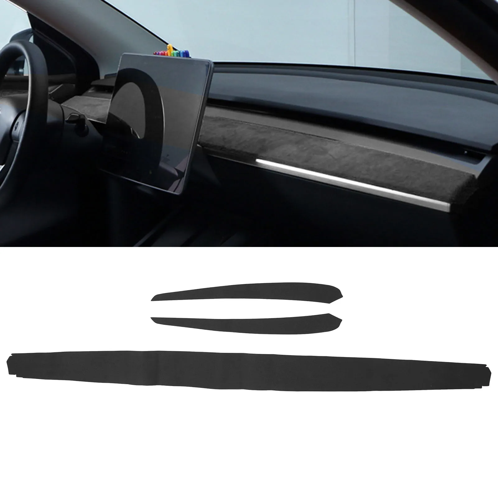 Interior Door Panel Molding Trim Soft Suede Dash Cover Wrap Trim Replacement for Tesla Model 3 Y 2019 2020 2021 2022 2023