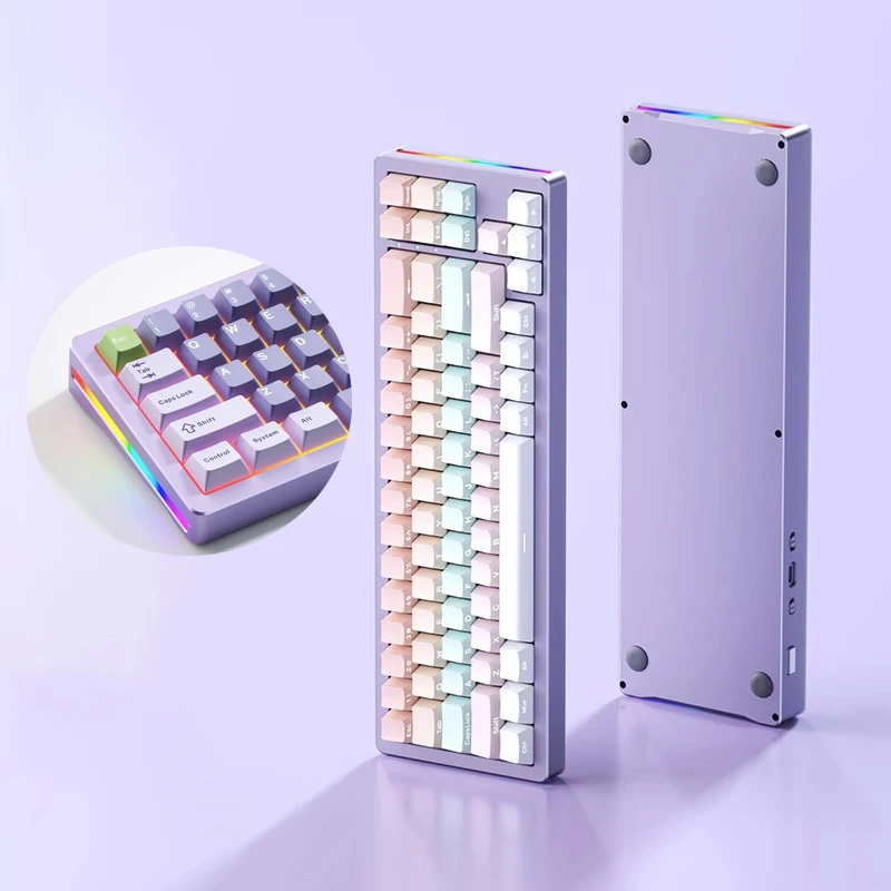 Xinmeng M71 Keyboard Wireless Bluetooth Mechanical Gaming Keyboard Rgb Side Light Aluminum Body Three Mode Pc