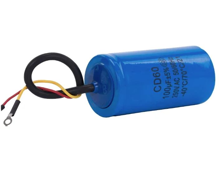 Imagem -04 - Starting Capacitor para Heavy Duty Motor Elétrico Compressor de ar Vermelho Amarelo Fios Cd60 100uf 250v ac