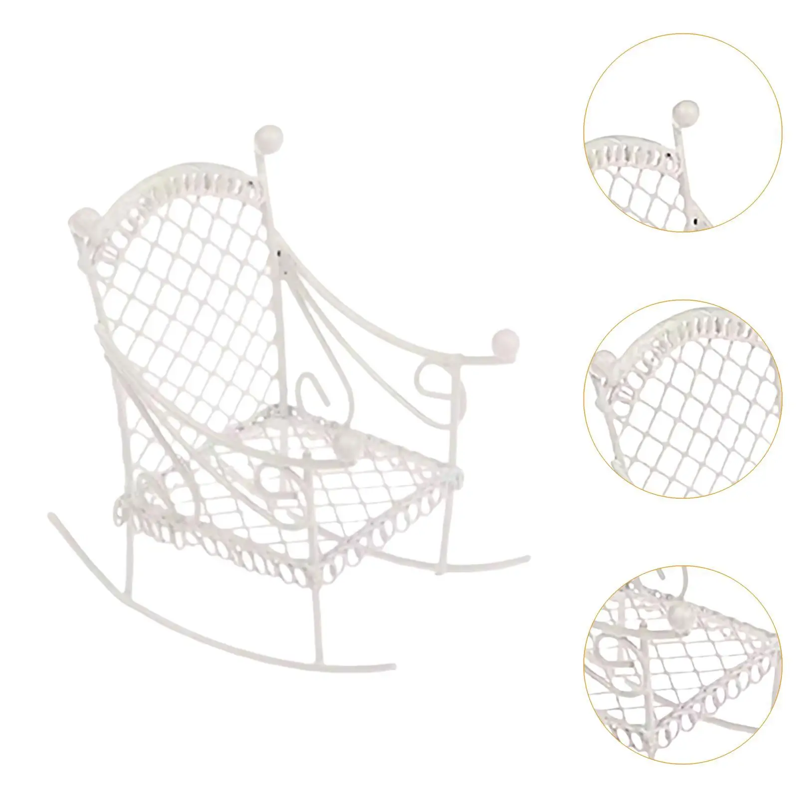 Miniature Rocking Chair Mini Chair Model Accessories,Sturdy,Decoration,Dollhouse Furniture Tiny for Doll House Ornaments - Image 5