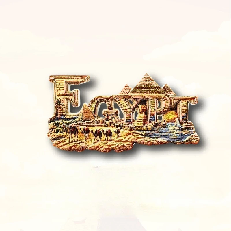 مغناطيس ثلاجة قافلة الهرم المصري - تذكار صحراوي ثلاثي الأبعاد ديكور الحضارة القديمة هدية فريدة من نوعها من النيل #4