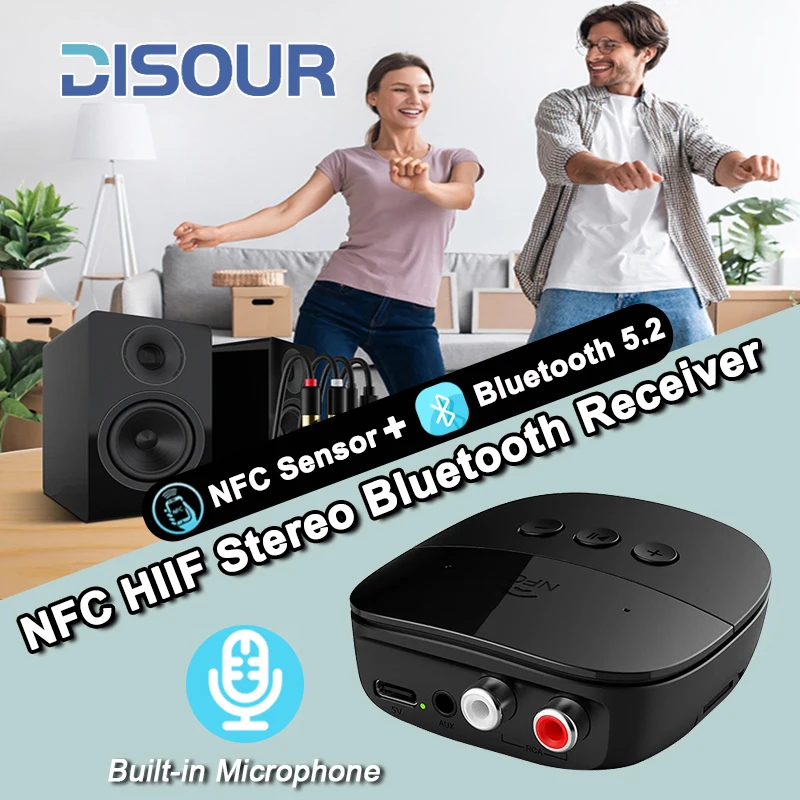 

NFC Bluetooth 5.2 Audio Receiver 3.5mm AUX Stereo Wireless Adapter With Mic Support U-Disk/TF Card For Car Kit Speaker Amplifier