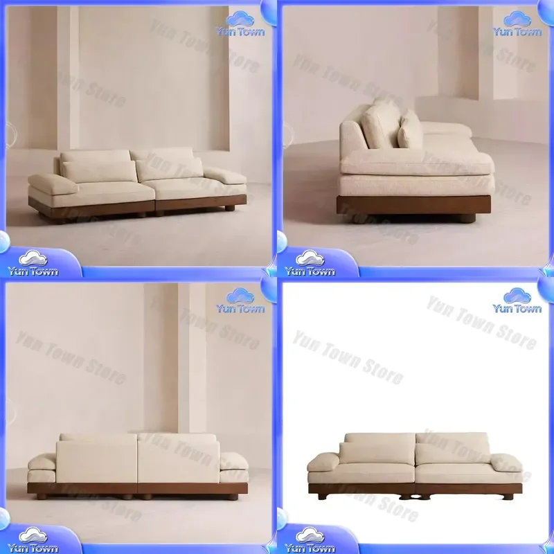 Wabi Sandy Wind for Living Room Solid Wood Fabric Sofa Nordic Simple Designer Hotel Model Room Homestay Double Triple Sofa