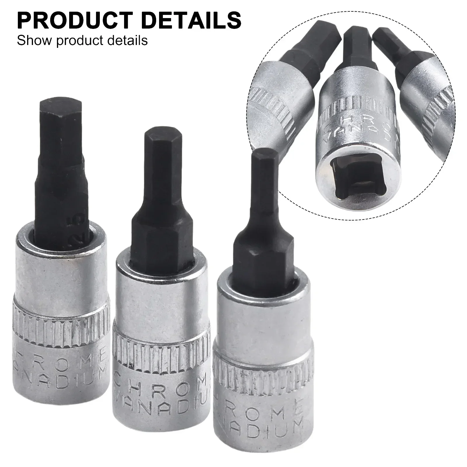 3pcs 1/4Inch Drive Hex Socket Bit Set 3- 8mm Screwdriver Bits H3 H4 H5 H6 H7 H8 Drive Drill Metric Socket Hand Tools