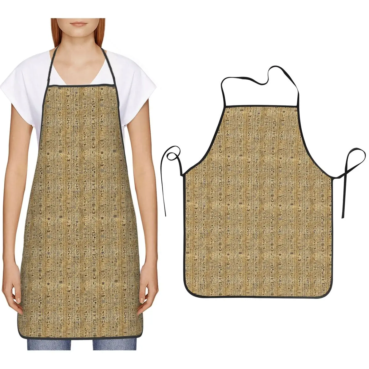 Egyptian Hieroglyphs And Deities Apron Chef Cooking Cuisine Tablier Bib Kitchen Cleaning Pinafore for Women Men Painting