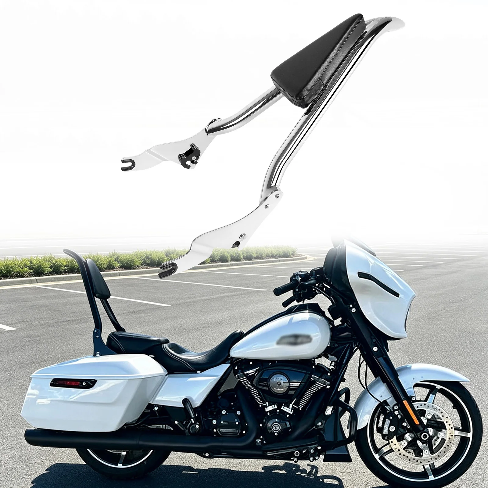 Detachable Motorcycle Backrest Passenger Sissy Bar For Harley Touring Street Glide Electra CVO FLHTK Road King Road Glide 09-26