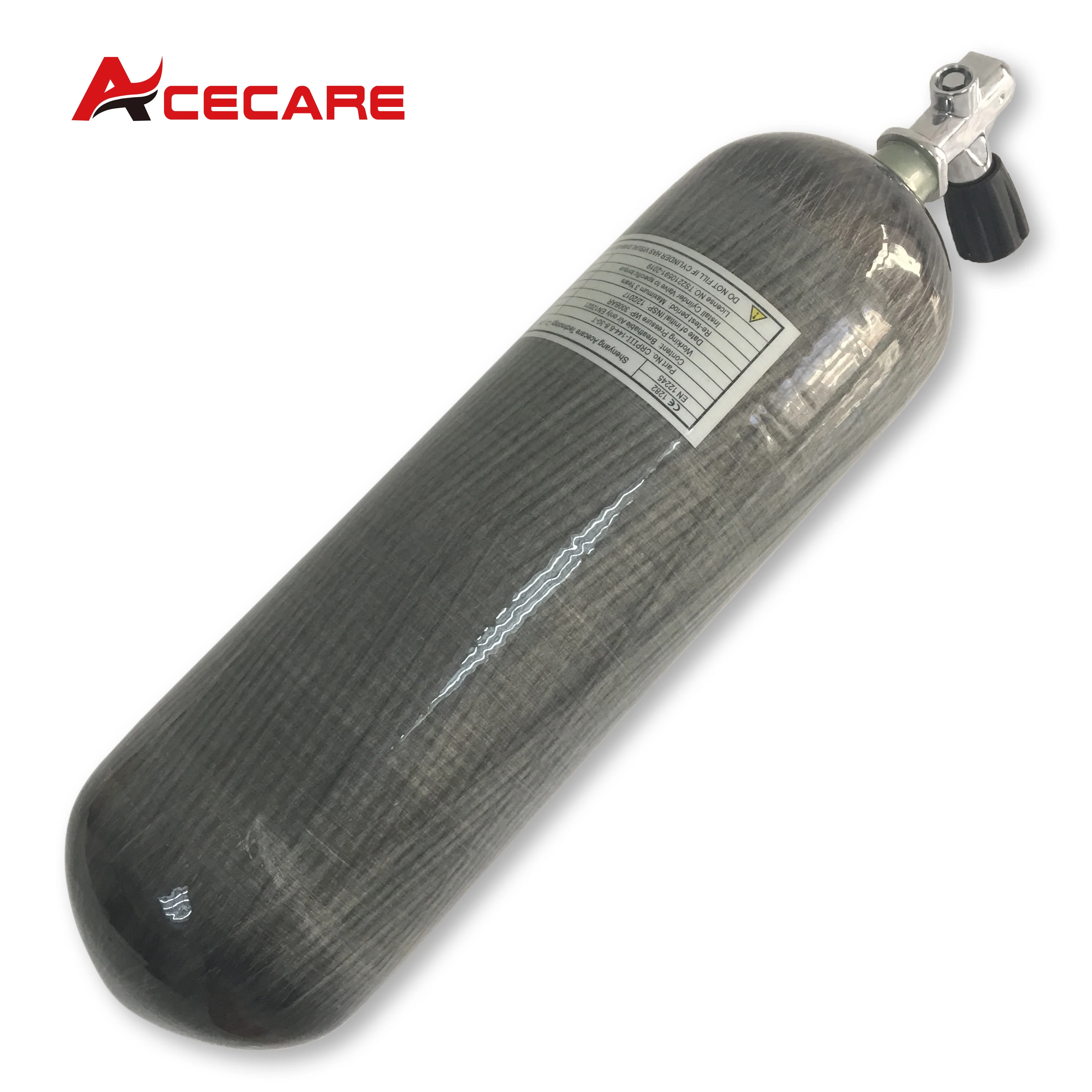 ACECARE 300Bar 4500Psi 6.8L اسطوانة من ألياف الكربون مع صمام غوص لغوص السكوبا M18 * 1.5