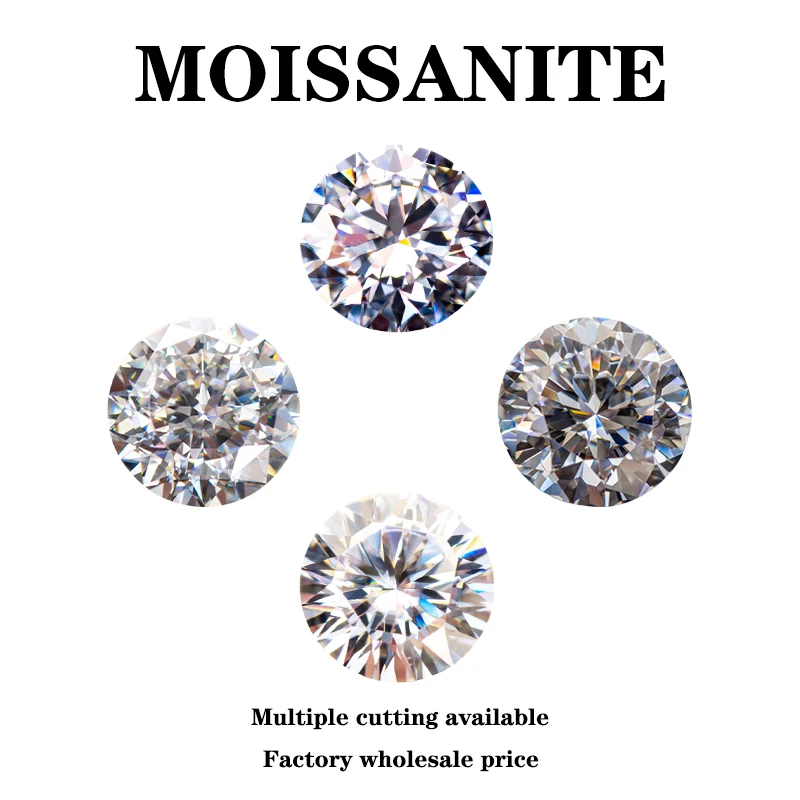 Moissanite Round Shape D Color Vvs1 Multiple Cutting Available DIY Charms Ring Necklace Earrings Main Materials Certificate