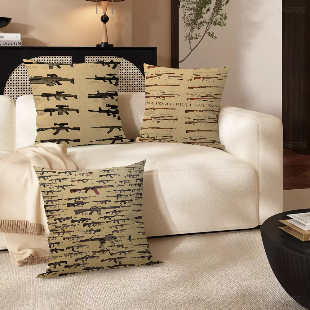 Retro Weapon Gun Pillow Gift Home Office Decoration Pillow Bedroom Sofa Car Cushion CoverPillow Case