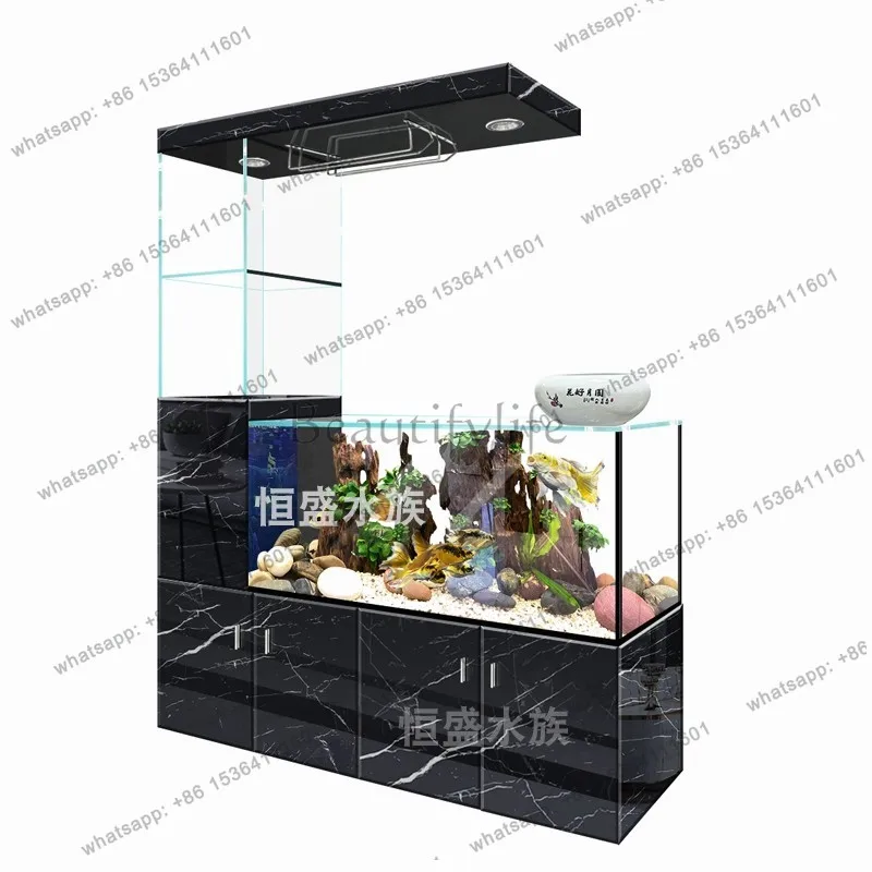 Water-free wine cabinet fish tank living room household ultra-white glass screen entrance partition large aquarium