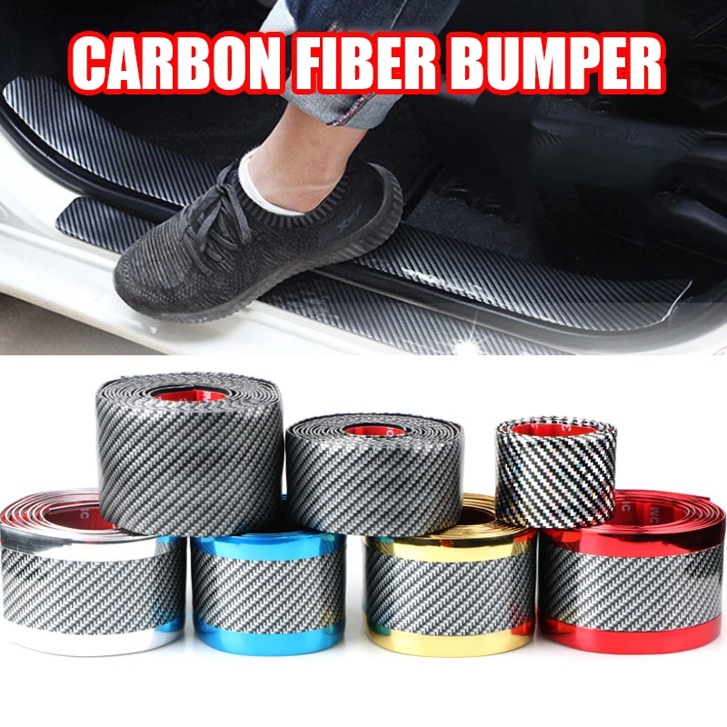 

Car Door Sill Protector Stickers Anti Scratch Rubber Strip Carbon Fiber Car Threshold Protector Bumper Film Sticker Car Styling