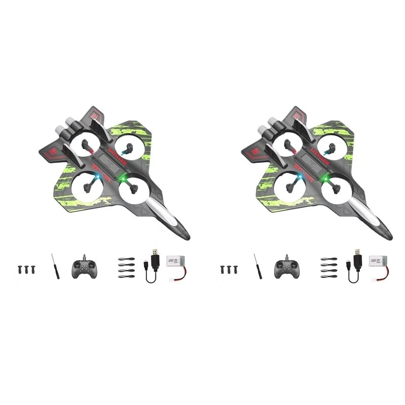 CYGJ-2X RC Plane 2.4G Remote Control Aircraft Six EPP Foam With LED Indoor And Outdoor Simple Flying Kids Gift Green