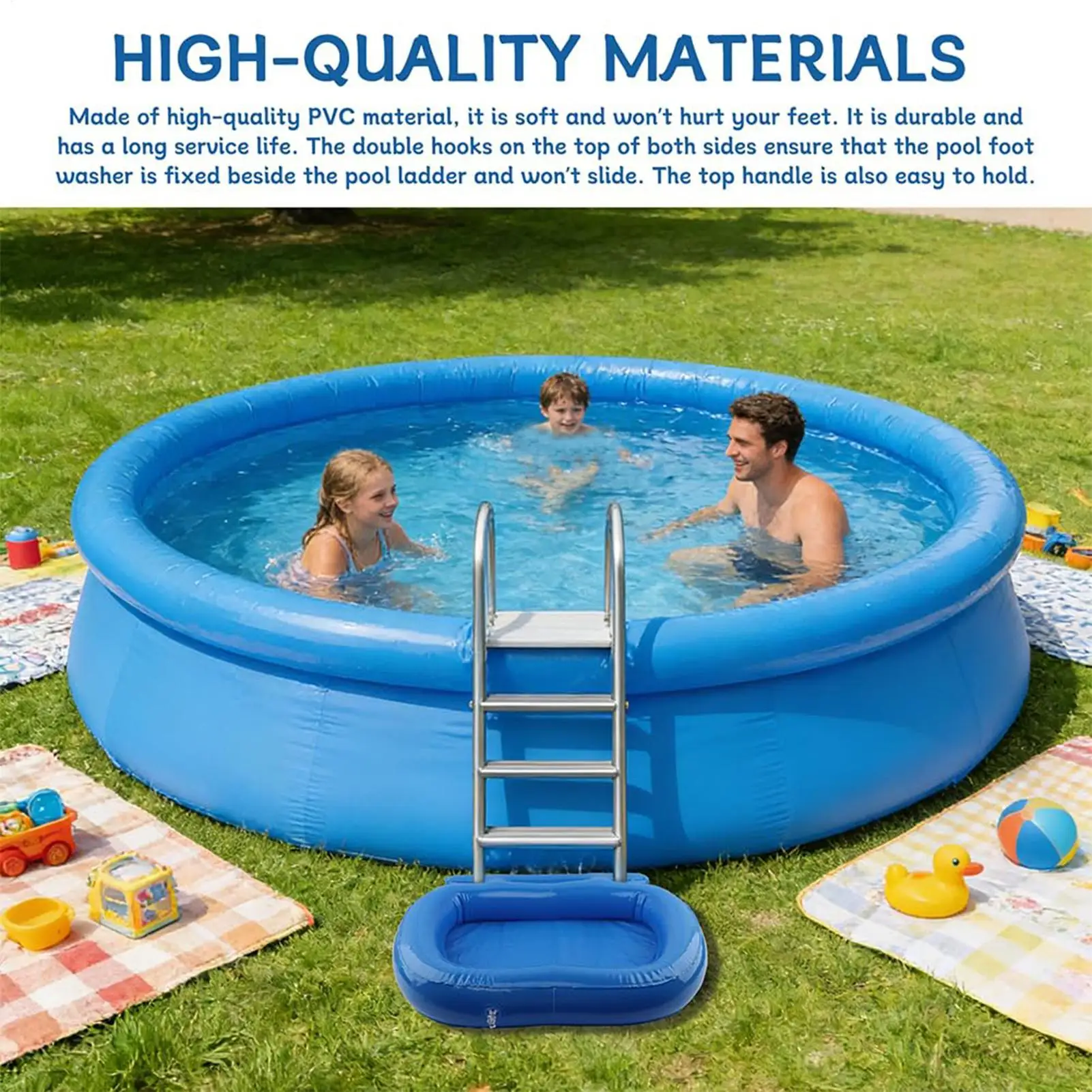 Foot Pool Foldable Portable Non-Slip Soaking Tub Inflatable Foot Bath Wash Basin for Spa Entry Ladder Indoor Outdoor Ground