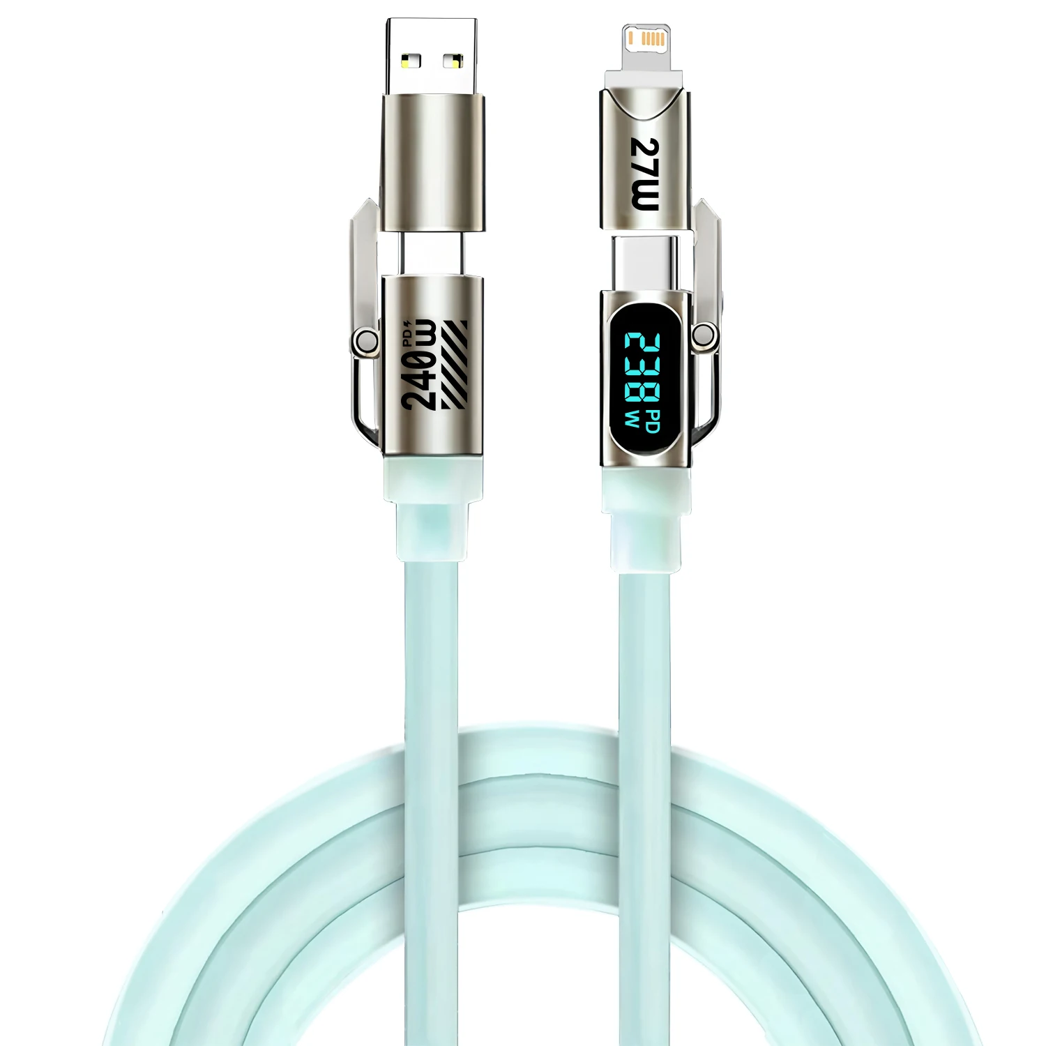 

240W Super Fast Charging 4-in-1 Charging Cable,2 tow 2 multi-Interface Data Cable,USB Universal PD For iPhone Samsung Xiaomi