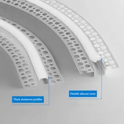 Profil aluminiowy LED Elastyczna osłona silikonowa Dyfuzor kanałów Zakrzywiona linia Listwa świetlna Przejście Sufit Atmosfera Pośrednie oświetlenie