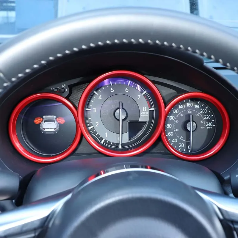 Für Mazda MX-5/Fiat 124/Abarth 124 ab Baujahr 2016, Armaturenbrett-Displayrahmen, Dekorativer Ring, Auto-Innenausstattung, Aluminiumlegierung – Detail 4