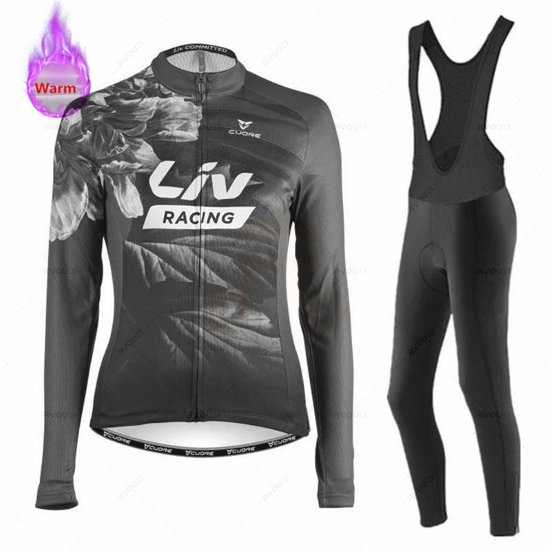 Liv Women Winter Bicicleta Set Outdoor Thermal Fleece Cycling Clothing Road Bike Shirt MTB Jersey Bicycle Uniform Roupa Ciclismo