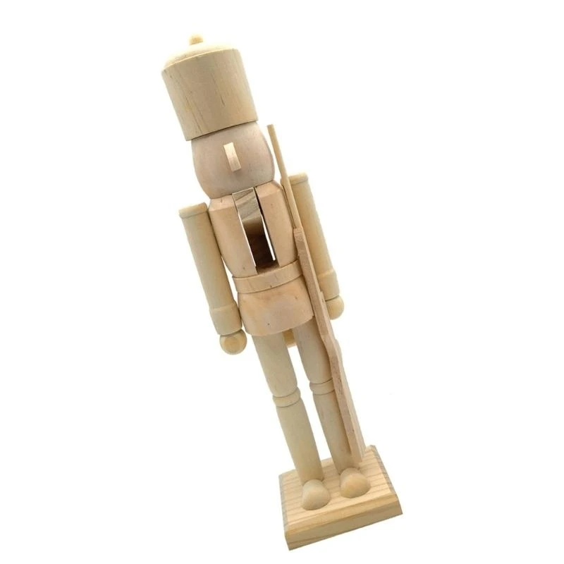 Unfinished Nutcrackers Ornament Christmas Nutcrackers Figurine 38cm Unpainted Blank Puppet Walnut Soldier high quality