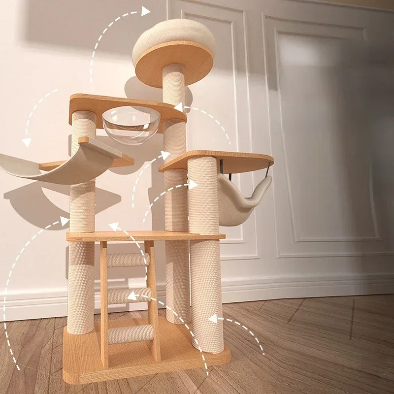 

Exquisite craftsmanship Solid wood cat climbing frame, sisal, white cat scratch board, cat frame large does not occupy space