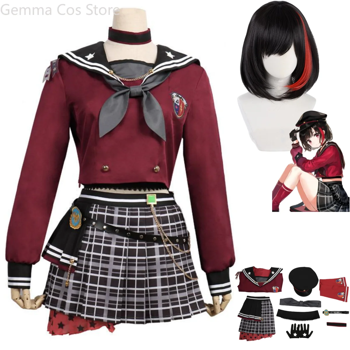 Anime BanG Dream! Mitake Ran Cosplay Costume Afterglow Wig Team Members Uniform Skirt Full Set Woman Sexy Kawaii Christmas Suit