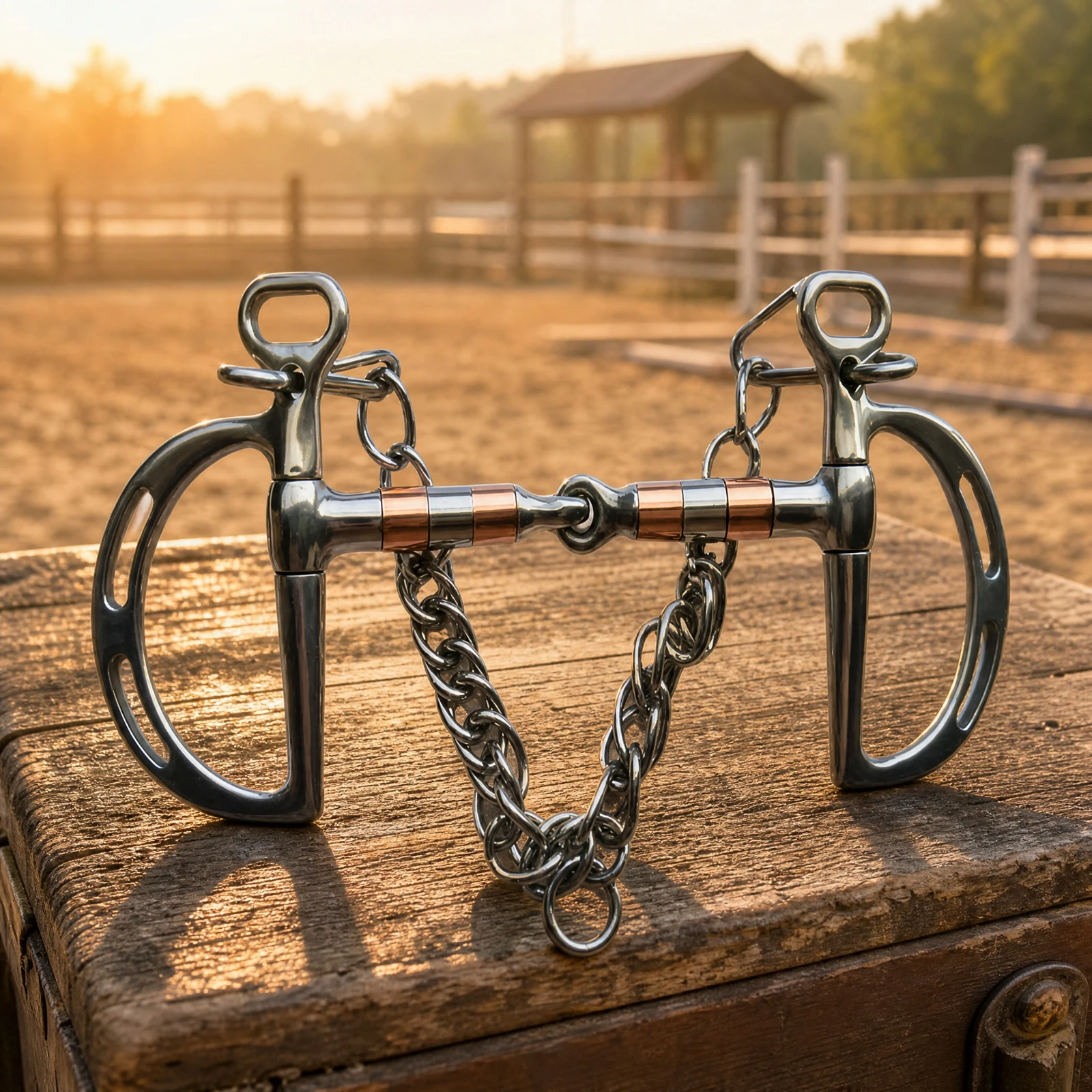 Curb Chain Polished Horse Bit with Chain Equestrian Equipment Sturdy for Equestrians
