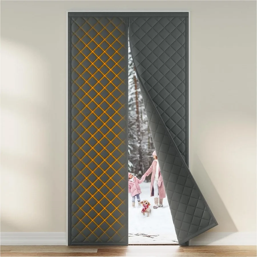 

Magnetic Thermal Insulated Door Curtain for 36 x 82 Inch Doors WinterProof Oxford Cloth with Thick Cotton Filling Ideal for Fro