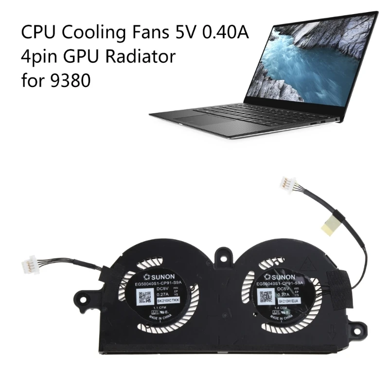 for Dell 13 9370 Laptop CPU Cooling Fan 5V 0.40A 4P Notebook CPU Radiator Drop Shipping