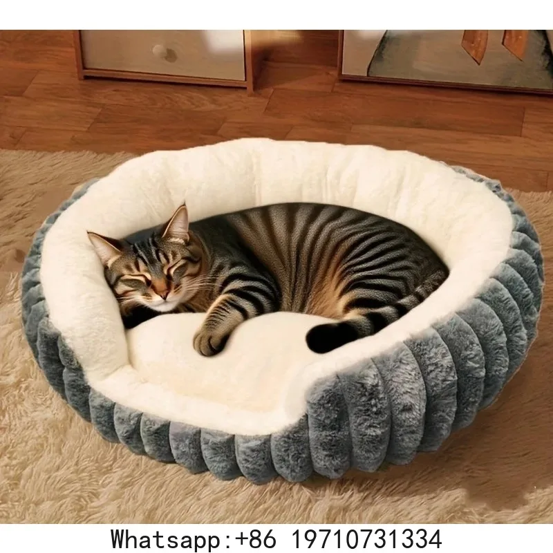 Jumbo Soft Warm Cat Bed - Plush Cozy Puppy Sofa with Backrest, Washable Non-Slip, Polyester Pet Bed for Kittens & Small Dog