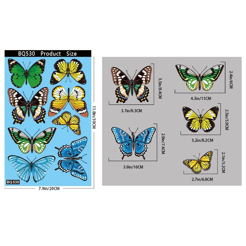 ملصقات نافذة مول، ملصقات على شكل فراشة ثابتة، شارات زجاجية ملونة على شكل فراشة، ديكورات على شكل فراشة لغرف الأطفال، قابلة للإزالة