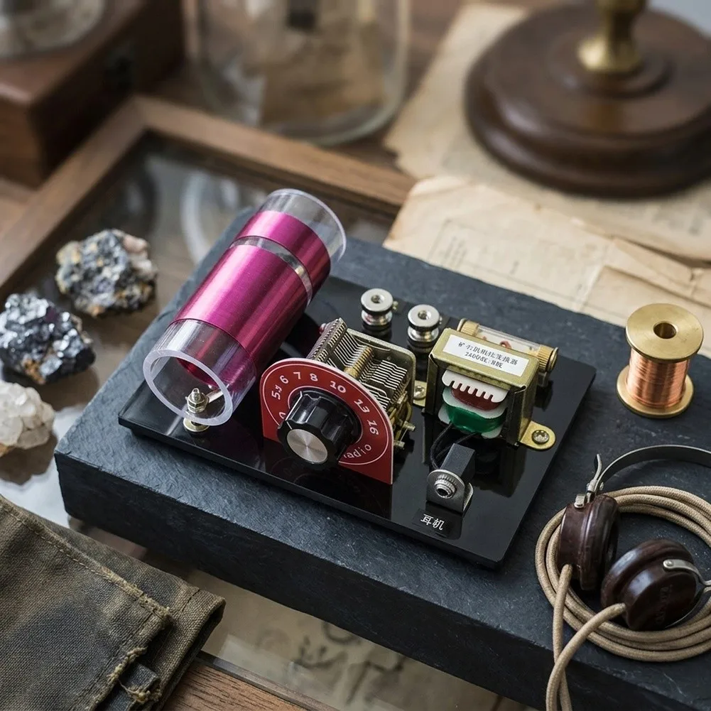 For Crystal Radio Project Kit with Air Variable Capacitor Mechanism and Diode Detector for Analog Radio Learning