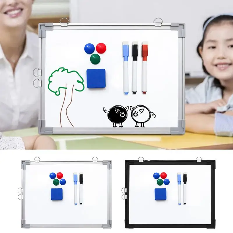 

Magnetic Dry Erase Board Children Small White Boards With 2 Markers 1 Eraser 4 Magnets Double-Sided Board for Home School