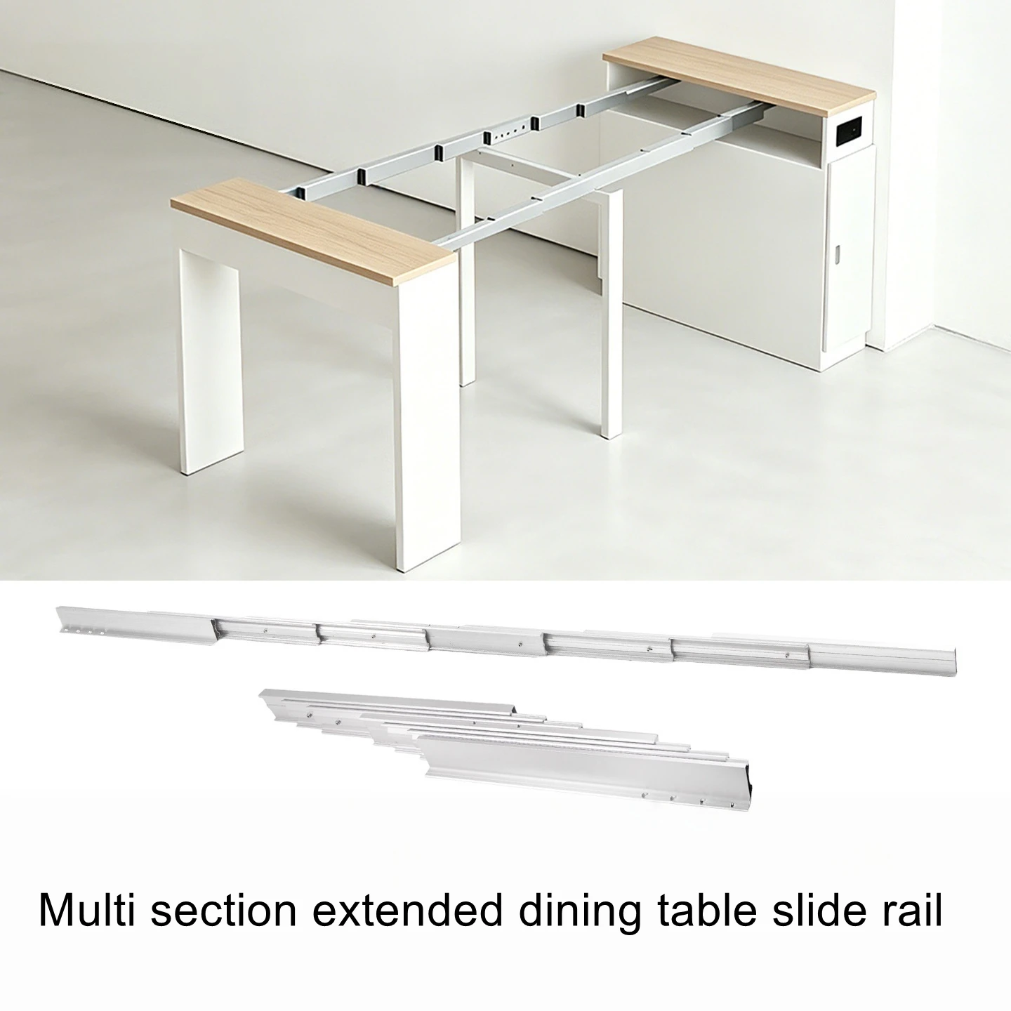 Concealed, Multifunctional, Telescopic, Multi-Section, Push-to-Open Folding Hardware for Cabinet and Dining Table Slides