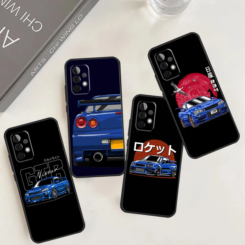 Skyline R34 Blue Funda For Samsung Galaxy A13 A23 A33 A53 A52 A32 A22 A12 A51 A71 A15 A25 A14 A34 A54 Case