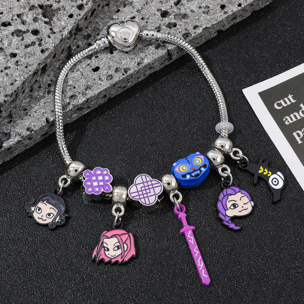 

Anime KPop Demon Hunters Bracelets Cute Cartoon Figure Jewelry Accessories Girls Fashion Beaded Wristband Children Birthday Gift