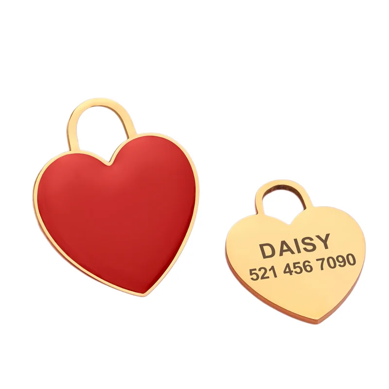 Personalisiertes Hunde-ID-Tag, niedliche Herzform, für Kätzchen und Welpen, graviertes Namensschild, Anhänger, Anti-Verlust, für Hunde, Katzen, Haustierzubehör – Detail 6