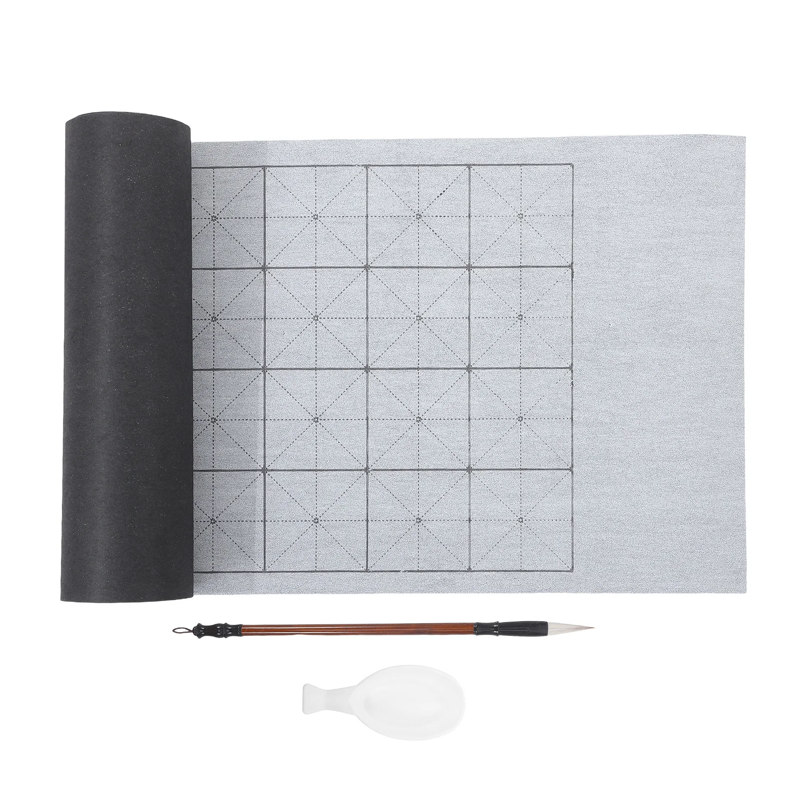 1Set Calligraphy Practice Set Water Writing Cloth Reusable Chinese Brush Pen Water Dish Beginner Improvement Chinese Brush