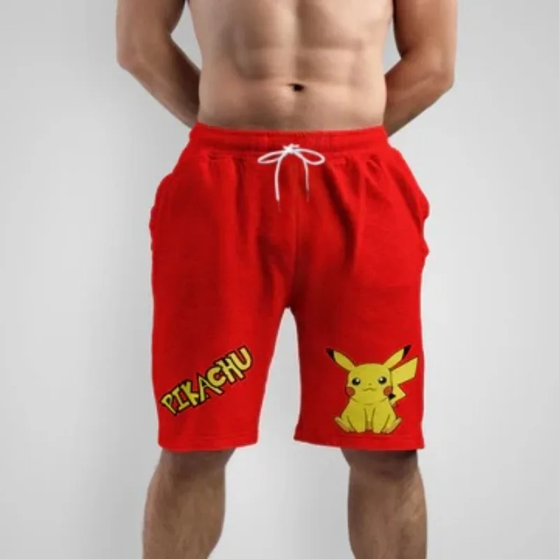 Pantalones cortos con estampado rojo frontal de dibujos animados de Pikachu - Serie de arte impreso de Mon Zurich Fan Art