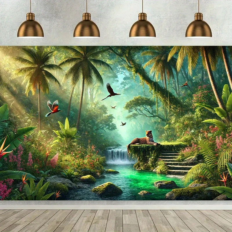 

1pc Tropical Jungle Leopard Background, Multi functional Decoration, Suitable for Living Room, Bedroom, Outdoor, PartyL