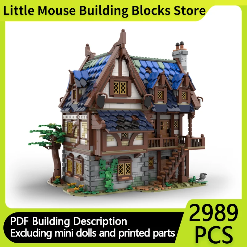 

Medieval Castle Model MOC Building Bricks Town Center Tavern And Inn Modular Technology Gifts Holiday Assemble Children Toy Suit