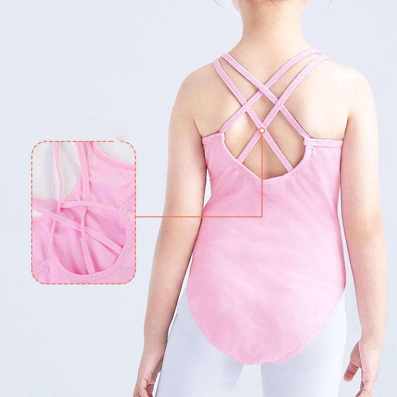 New Children Summer Sleeveless Gymnastics Ballet Dance Leotards Girls Kids Mesh Splice Pink Black Ballet Dancewear