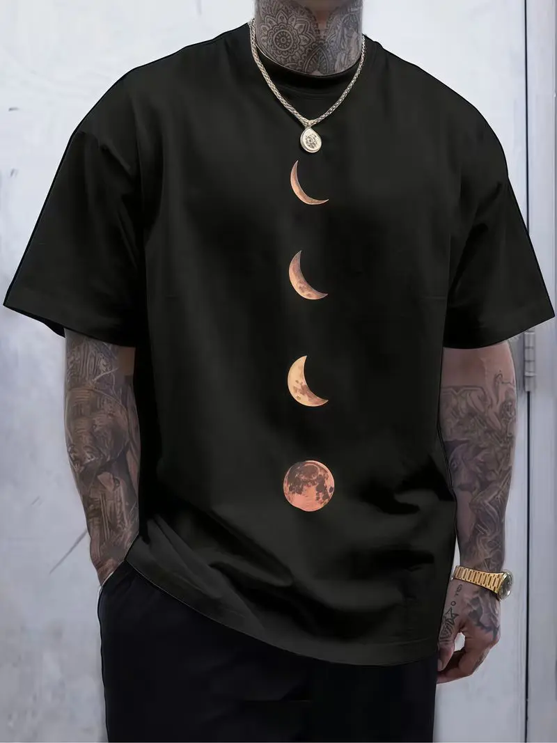 Men'S Print T-Shirt Easy Atmospheric Phase Red Vertical Short Sleeve New Fashion Casual All-Match Bold Color Block Design Eye-catching Loo