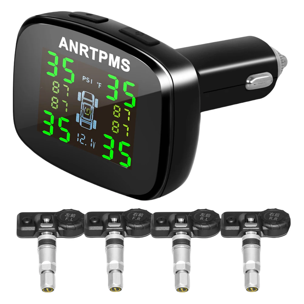 Tire Pressure Monitoring System Cigarette Lighter Tire Pressure Monitor System Tyre Temperature Monitor for Car SUV Sedan